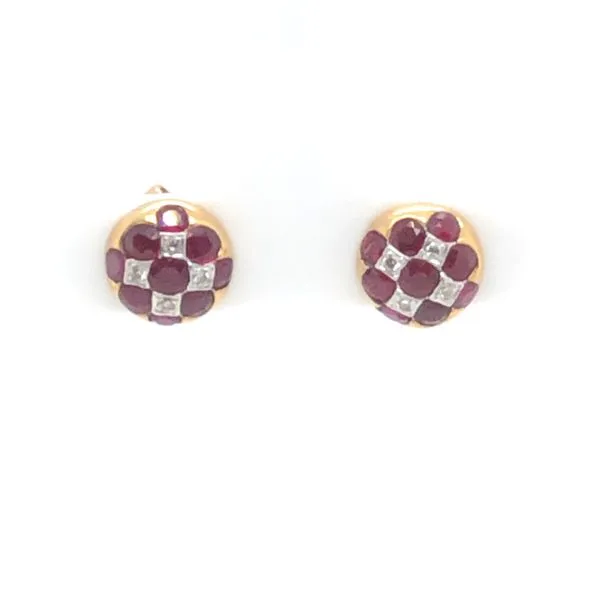 Checkboard Ruby and Diamond Earrings Mitchell's Jewelry Norman, OK