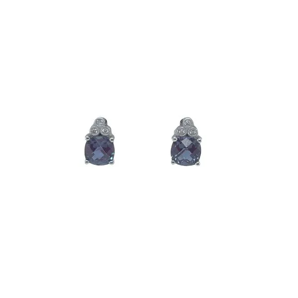 Created Alexandrite and Diamond Drop Earrings Mitchell's Jewelry Norman, OK