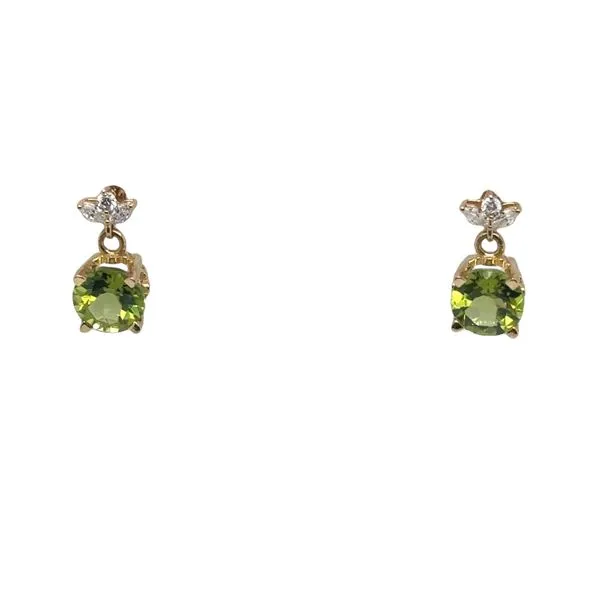 Yellow Gold Peridot And Diamond Earrings Mitchell's Jewelry Norman, OK