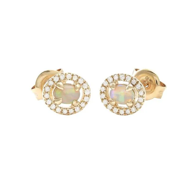 Opal Diamond Halo Earrings Mitchell's Jewelry Norman, OK
