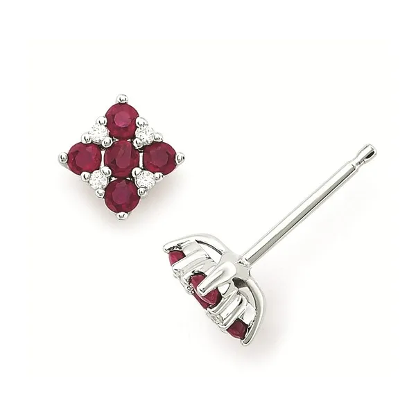 Ruby And Diamond Square Stud Earrings Mitchell's Jewelry Norman, OK