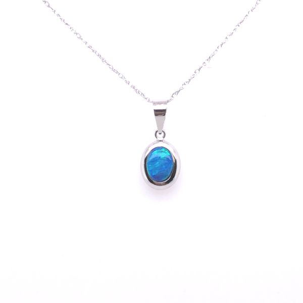 Oval Opal Pendant in White Gold Mitchell's Jewelry Norman, OK