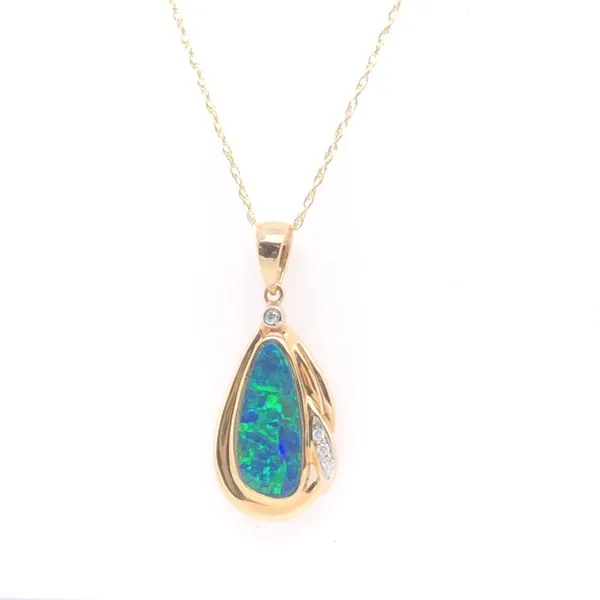 Opal and Diamond Pendant in Yellow Gold Mitchell's Jewelry Norman, OK