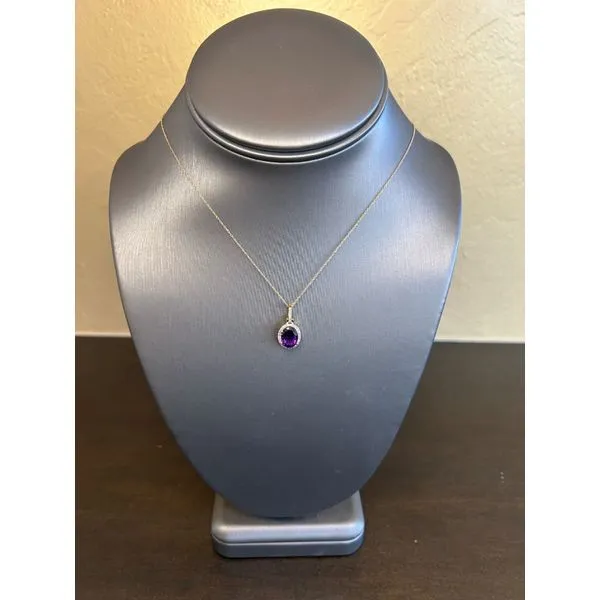 Amethyst And Diamond Halo Pendant Mitchell's Jewelry Norman, OK