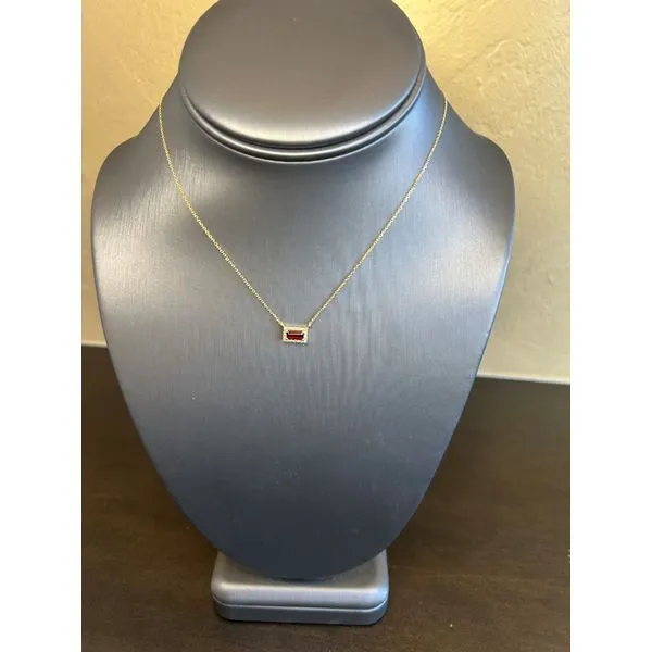 Garnet And Diamond Halo Pendant Mitchell's Jewelry Norman, OK