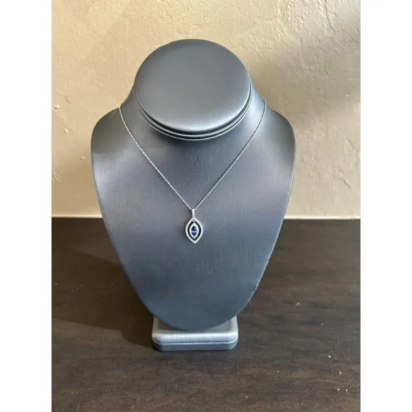 Marquise Sapphire And Diamond Halo Pendant Mitchell's Jewelry Norman, OK