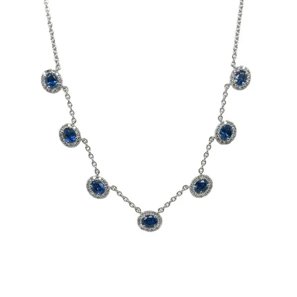 White Gold Sapphire And Diamond Station Necklace Mitchell's Jewelry Norman, OK