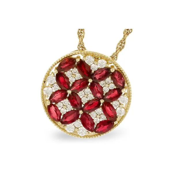 Ruby And Diamond Circle Pendant Mitchell's Jewelry Norman, OK