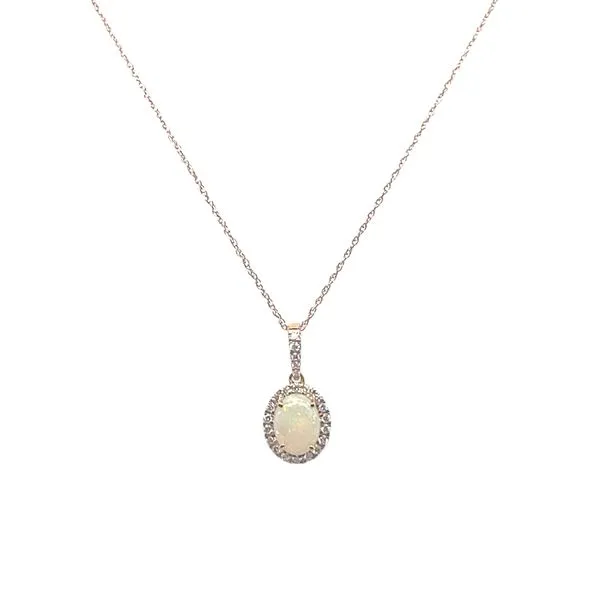 Opal And Diamond Halo Necklace Mitchell's Jewelry Norman, OK