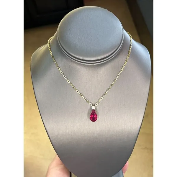 Rubellite Tourmaline And Diamond Paperclip Necklace Mitchell's Jewelry Norman, OK