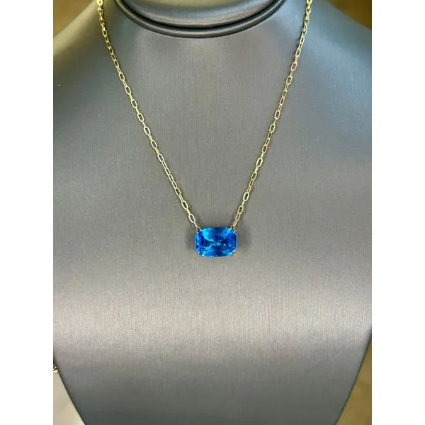 Blue Topaz Paperclip Necklace Mitchell's Jewelry Norman, OK