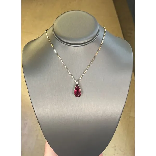 Rubellite Tourmaline And Diamond Paperclip Necklace Mitchell's Jewelry Norman, OK