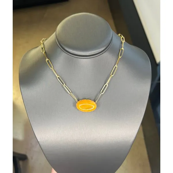 Oval Cabochon Opal Paperclip Necklace Mitchell's Jewelry Norman, OK