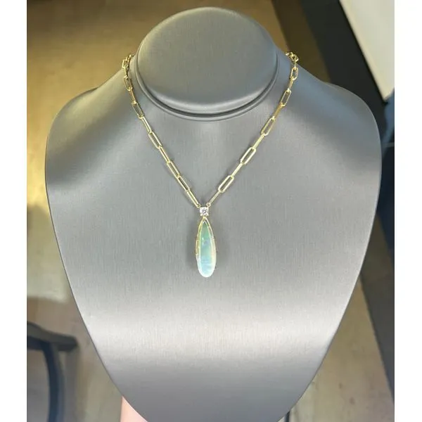 Pear Opal And Diamond Paperclip Necklace Mitchell's Jewelry Norman, OK