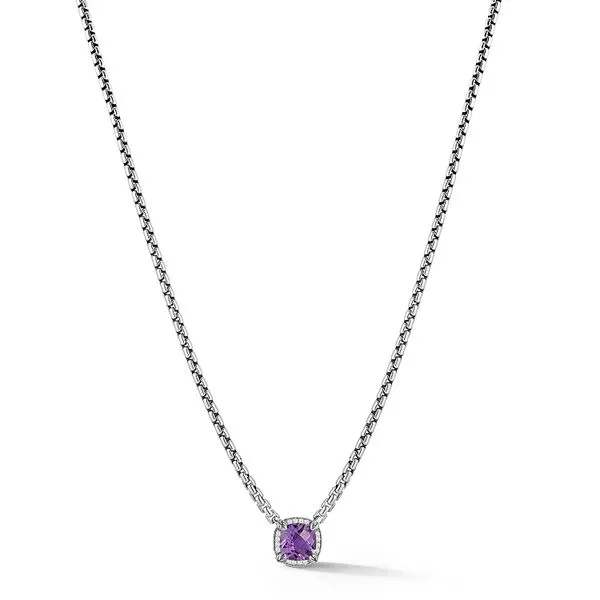 Cushion Amethyst And Diamond Necklace Mitchell's Jewelry Norman, OK