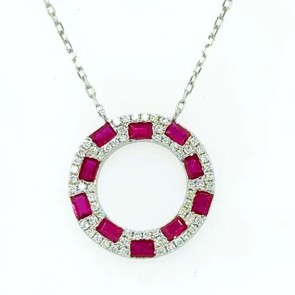 Ruby And Diamond Circle Necklace Mitchell's Jewelry Norman, OK