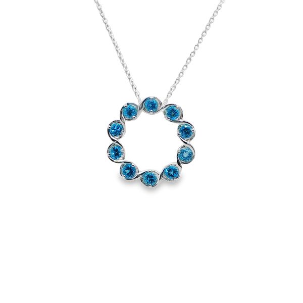 Blue Topaz Circle Necklace Mitchell's Jewelry Norman, OK