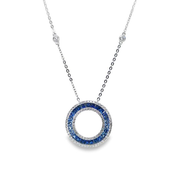 Ombre' Sapphire And Diamond Circle Necklace Mitchell's Jewelry Norman, OK