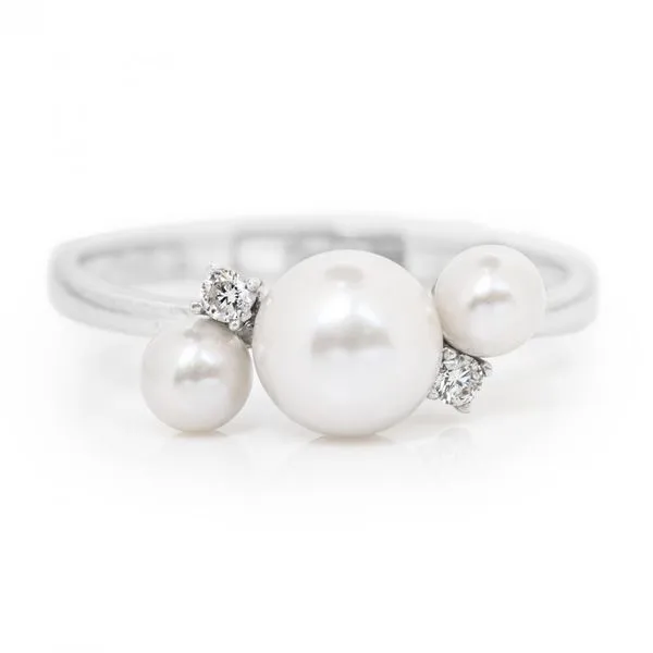 Pearl 3 Stone Ring With Diamond Accents Mitchell's Jewelry Norman, OK
