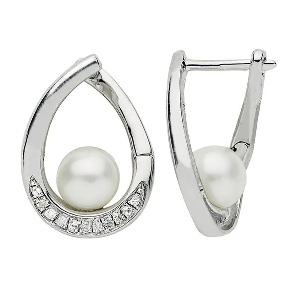 Modern Pearl and Diamond Earrings by Imperial Pearl Mitchell's Jewelry Norman, OK