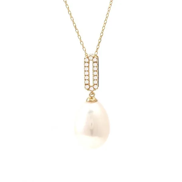Pearl And Diamond Drop Necklace Mitchell's Jewelry Norman, OK