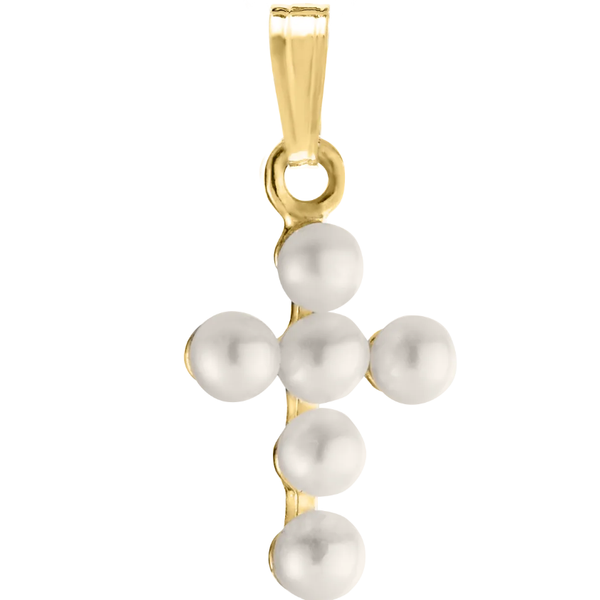 Gold Cultured Pearl Cross Necklace Mitchell's Jewelry Norman, OK