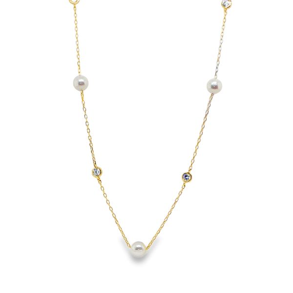 Pearl And Lab Created Diamond Station Necklace Mitchell's Jewelry Norman, OK