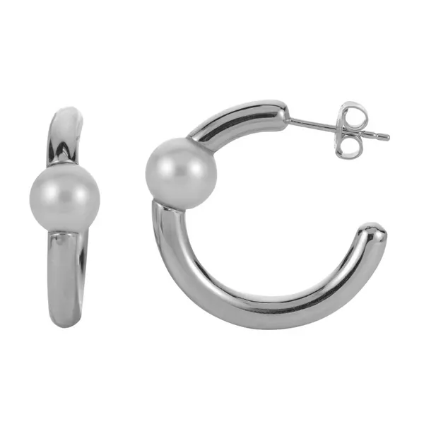 Silver Pearl Hoop Earrings Mitchell's Jewelry Norman, OK