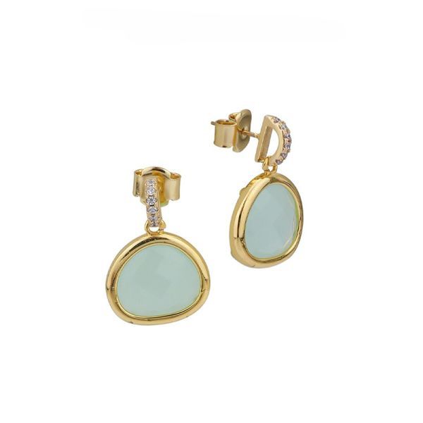 Gold Plated Aqua-Milk Crystal Drops Mitchell's Jewelry Norman, OK