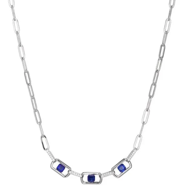 Lab-Created Sapphire Paperclip Necklace Mitchell's Jewelry Norman, OK