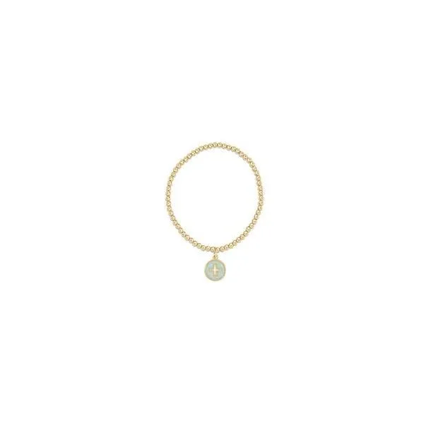 Signature Cross Turquoise Disc on Beaded Bracelet by E Newton Mitchell's Jewelry Norman, OK