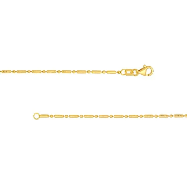 Gold Diamond Cut Bead And Long Bar Bracelet Mitchell's Jewelry Norman, OK