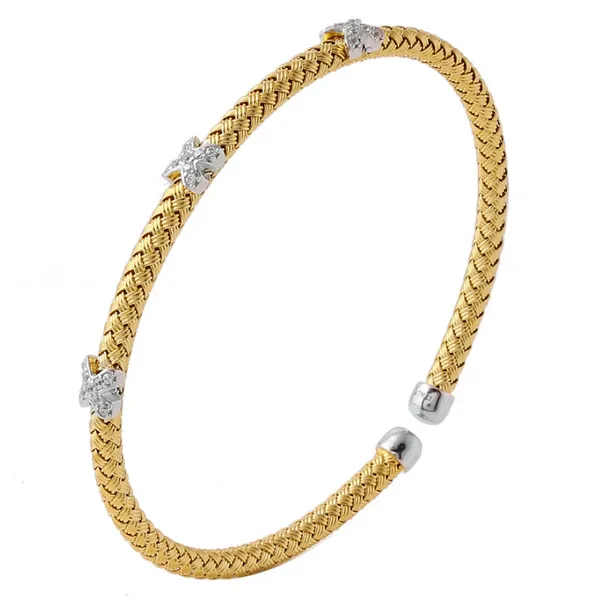 Yellow Toned Silver CZ Station Cuff Mitchell's Jewelry Norman, OK