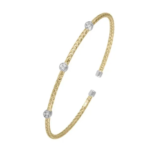 Yellow Toned Silver CZ Station Cuff Mitchell's Jewelry Norman, OK