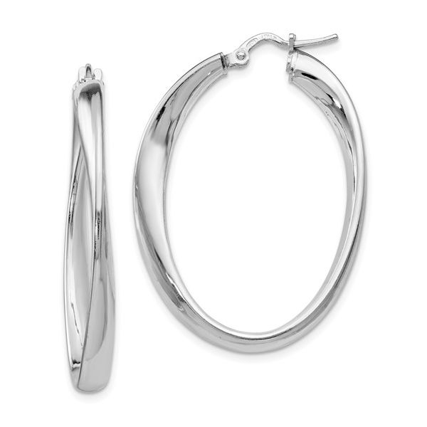 Sterling Silver Polished Twisted Oval Hoop Earrings Mitchell's Jewelry Norman, OK