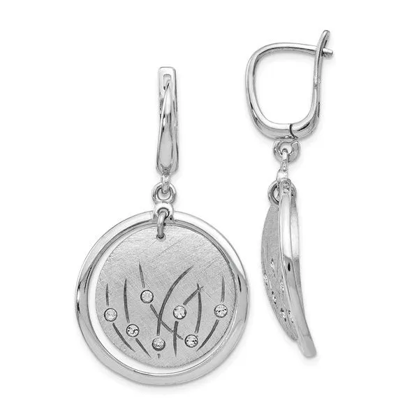 Sterling Silver Polished and Brushed Crystal Earrings Mitchell's Jewelry Norman, OK