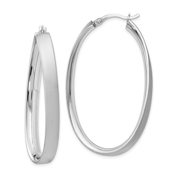 Sterling Silver Satin Oval Hoop Earrings Mitchell's Jewelry Norman, OK