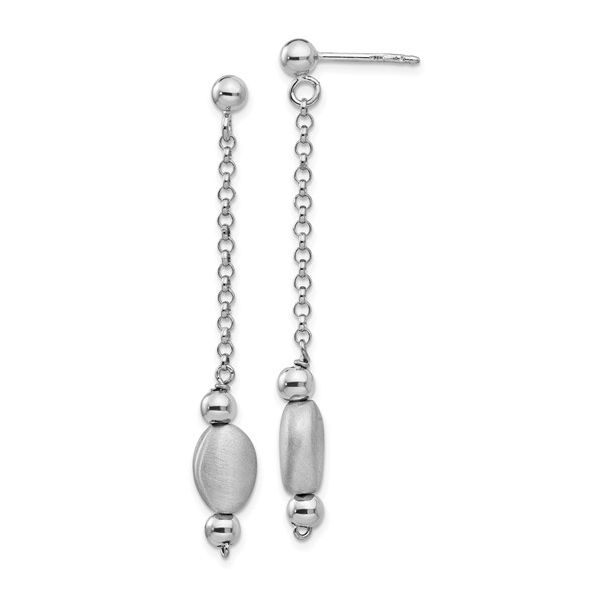 Sterling Silver Rhodium-plated Polished and Satin Dangle Earrings Mitchell's Jewelry Norman, OK