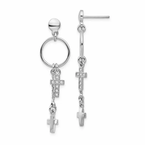 Sterling Silver  CZ Cross Dangle Earrings Mitchell's Jewelry Norman, OK