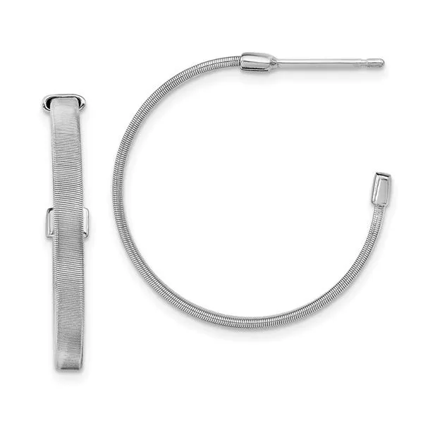 Sterling Silver Rhodium-plated Textured Hoop Earrings Mitchell's Jewelry Norman, OK