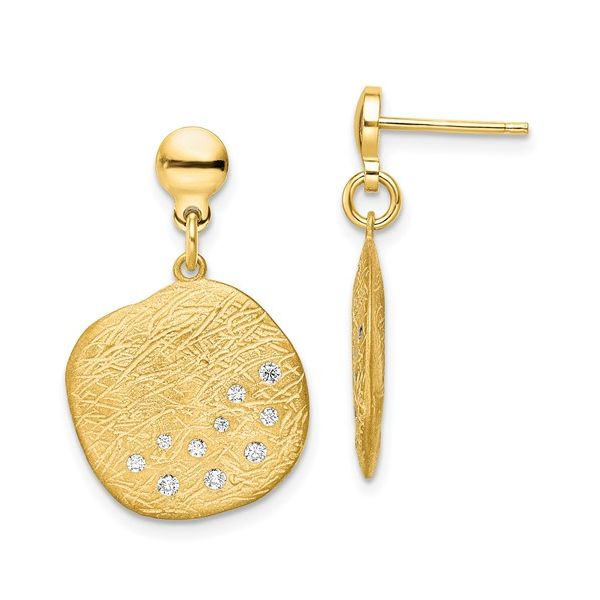 Sterling Silver Radiant Essence Gold-plated CZ Dangle Earrings Mitchell's Jewelry Norman, OK