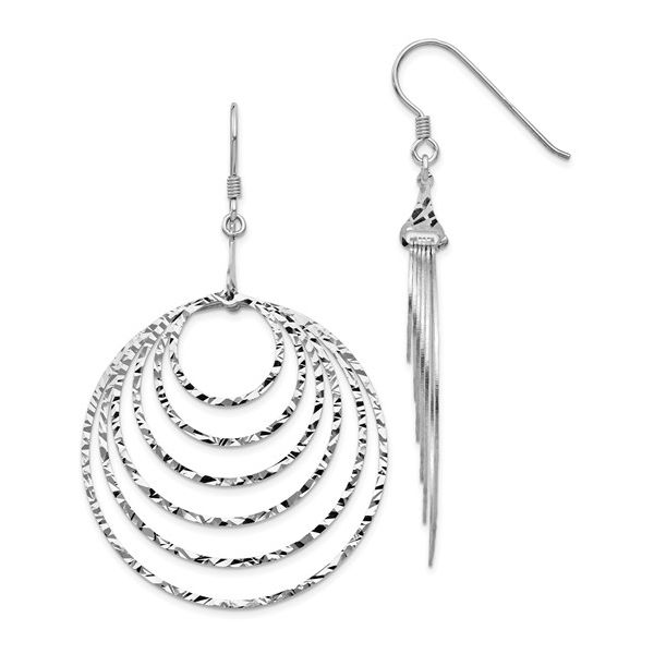 Sterling Silver Rhodium Circles Dangle Earrings Mitchell's Jewelry Norman, OK