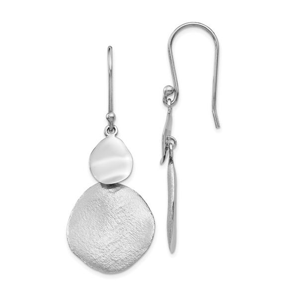 Sterling Silver Radiant Essence Polished Textured Dangle Earrings Mitchell's Jewelry Norman, OK