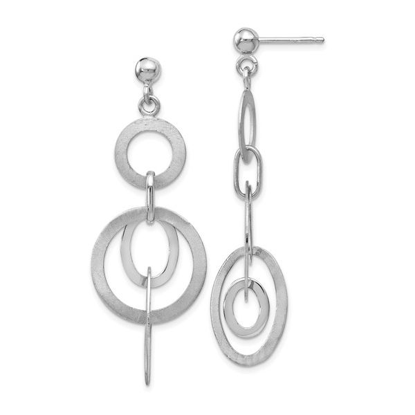 Sterling Silver Polished and Brushed Dangle Earrings Mitchell's Jewelry Norman, OK