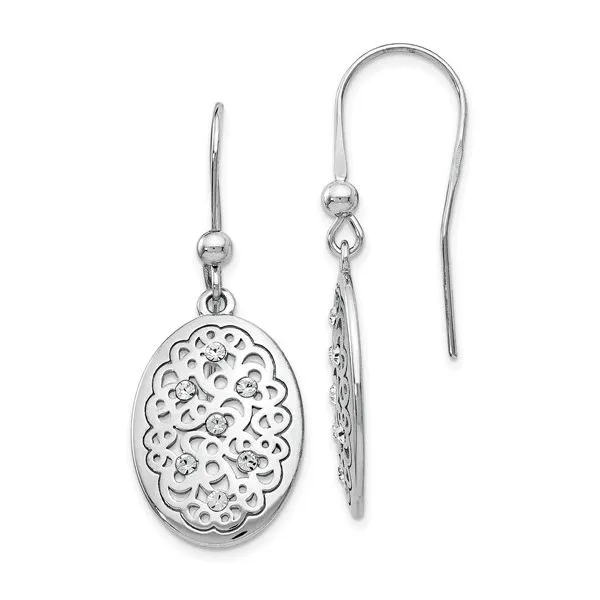 Sterling Silver Polished Preciosa Crystal Earrings Mitchell's Jewelry Norman, OK