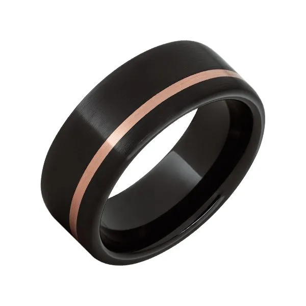 Black Ceramic and Rose Gold Men's Band by Jewelry Innovations Mitchell's Jewelry Norman, OK