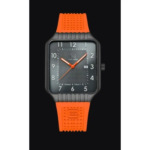 Gunmetal Stainless Steel Watch With An Orange Colored Strap Mitchell's Jewelry Norman, OK