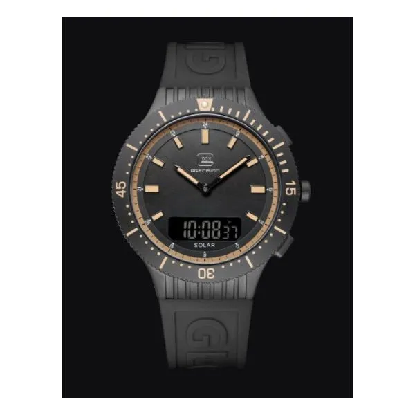 Black Stainless Steel Watch With Gold Colored Accents And A Black Silcone Strap by GLOCK Mitchell's Jewelry Norman, OK