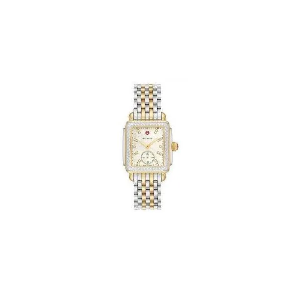 Michele deco bristley diamond two tone watch