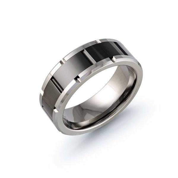 White and Black Polished Tungsten Band by Malo Mitchell's Jewelry Norman, OK